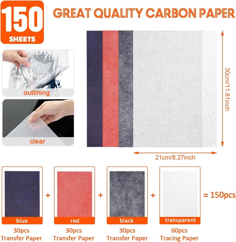 psler Carbon Paper Tracing Paper for Tracing I 90PCS Graphite Transfer-Paper and 60PCS Tracing-Paper - Graphite Paper Carbon Copy Paper for Wood,Craft,Canvas DIY A4 Size 8.5 X 11 Inch - Image 2